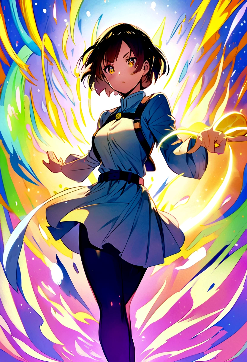Anime girl with short hair with the power to turn into a 2D lemon, more lemons create lemons, creating a lemon