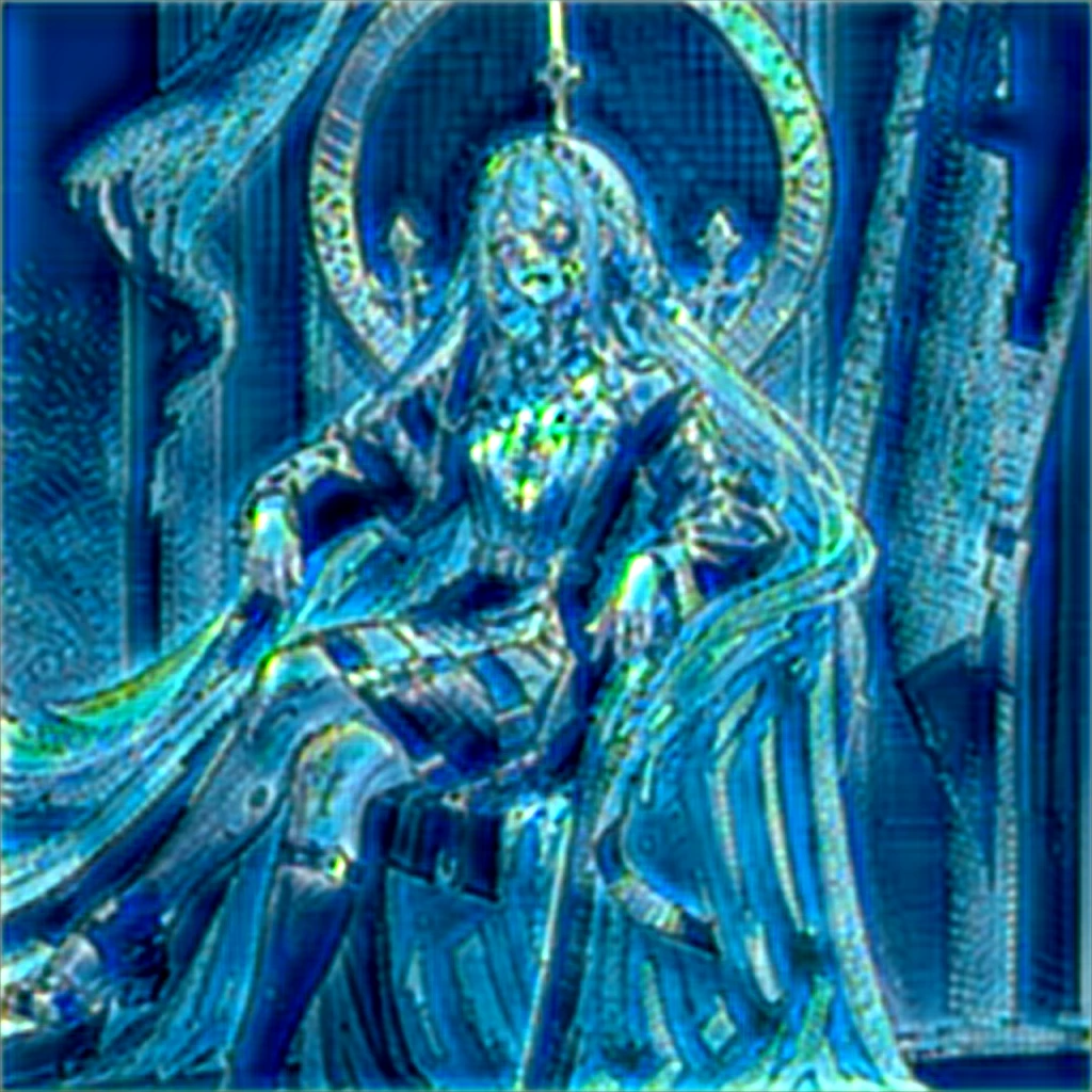 

(masterpiece), (best quality), very detailed, ((1 girl)), solo full body shot, Viewer's perspective.

"Create an anime-style artwork featuring a character named Erubus, sitting regally in a dark, gothic throne adorned with intricate skull motifs and elaborate patterns, similar to the one shown in the provided reference image. The throne should have an imposing and sinister design, with large, menacing skulls and jagged, spiked elements.

Erubus has long, sleek, silvery hair tied into a high ponytail, a black eyepatch over her right eye, and a piercing, luminescent blue left eye. Her face is marked with delicate freckles, and she wears a dark, gothic-inspired outfit with black, metallic armor decorated with skulls on the shoulders. Her armor should be detailed, with intricate patterns and a dark, metallic sheen.

Erubus sits with a composed yet intense expression, exuding confidence and a subtle smirk. Surrounding the throne are numerous corpses, indicating a grim and powerful presence. The background should feature an ominous landscape with ancient ruins and mystical symbols, hinting that the corpses are those of the defeated Eldritch clans. Include dark, twisted architectural elements similar to the ones in the provided throne image to enhance the eerie atmosphere.

Incorporate elements that emphasize the dark elegance and formidable nature of Erubus, such as shadows and faint, eerie glows around the corpses, enhancing the overall atmosphere of mystery and power."