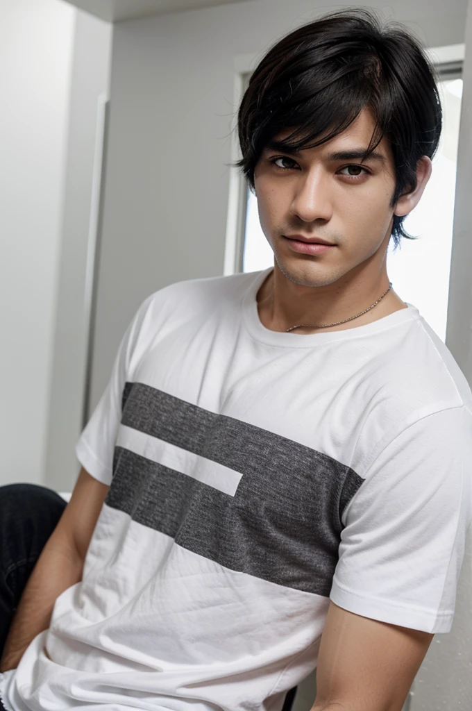 Man, black hair, black eyes, white skin, handsome, casual clothes