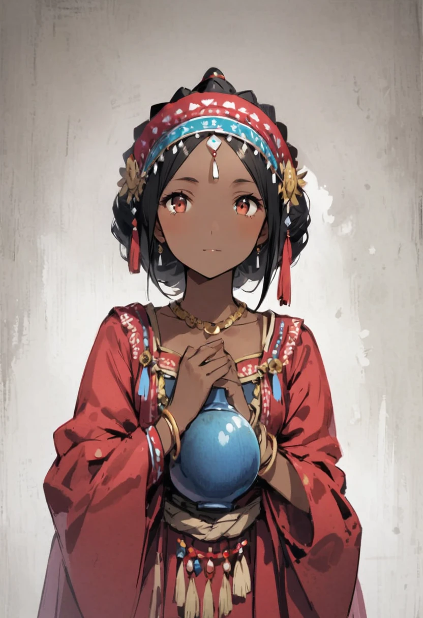 Amazoness、Girl、Girl、Indian、Eyes open、National costume、Brown skin