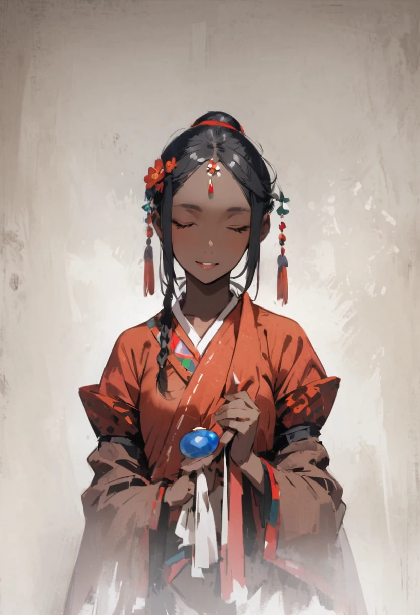 Amazoness、Girl、Girl、Indian、Eyes open、National costume、Brown skin