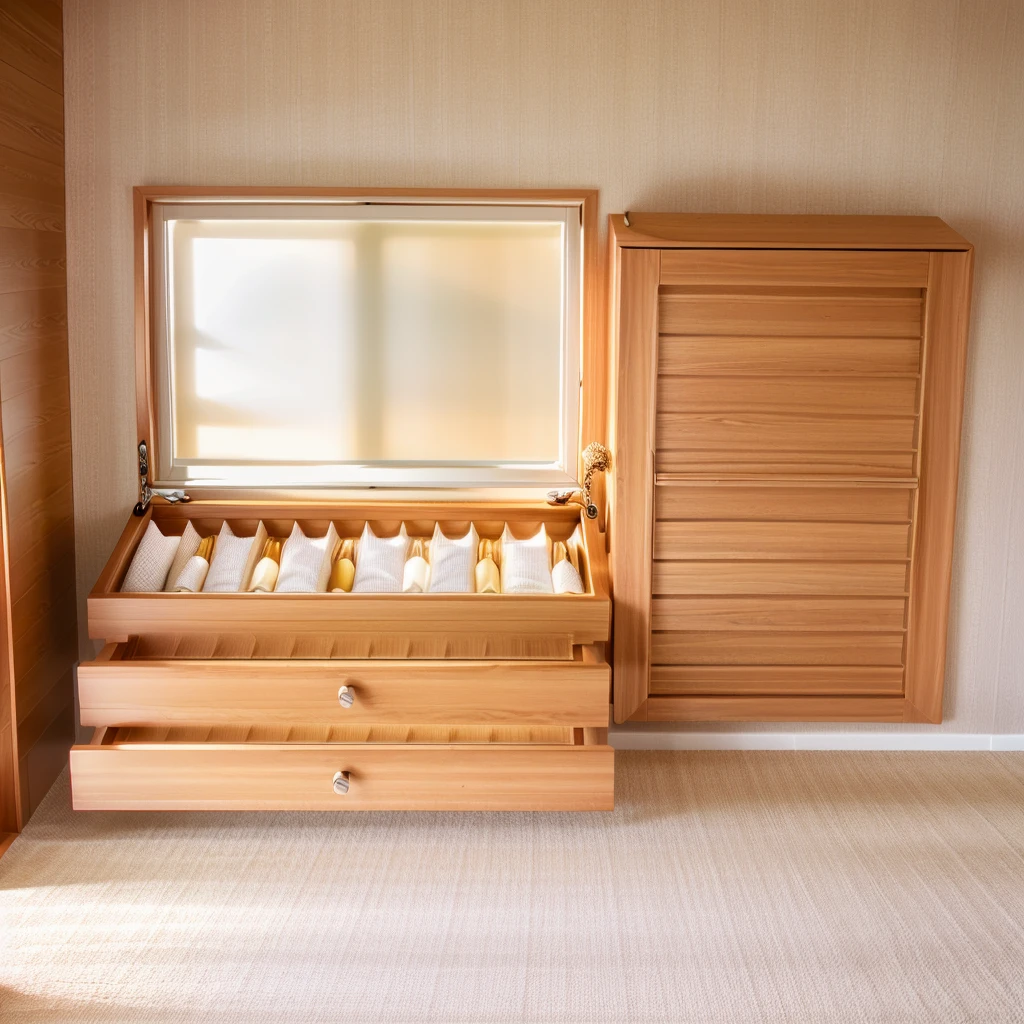 Comfort Room,White curtains,Soft sunshine,Linen floor coverings,Textured,Light filter,Watch Storage Box,Wood grain gloss,Peaceful and tranquil,Wall Still Life,Elegant decoration,Half-open windows,light breeze,Turn the pages,Peaceful atmosphere,Warm and comfortable living atmosphere。