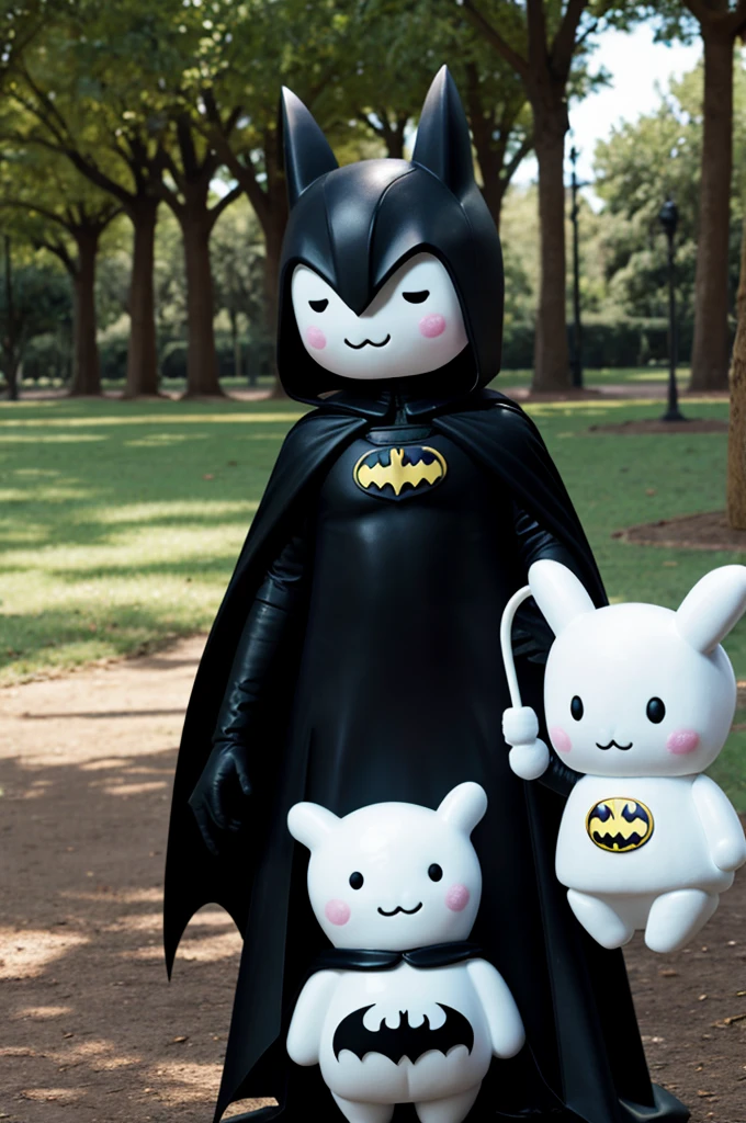 Haz a cinnamoroll con Batman en un parque abrazados