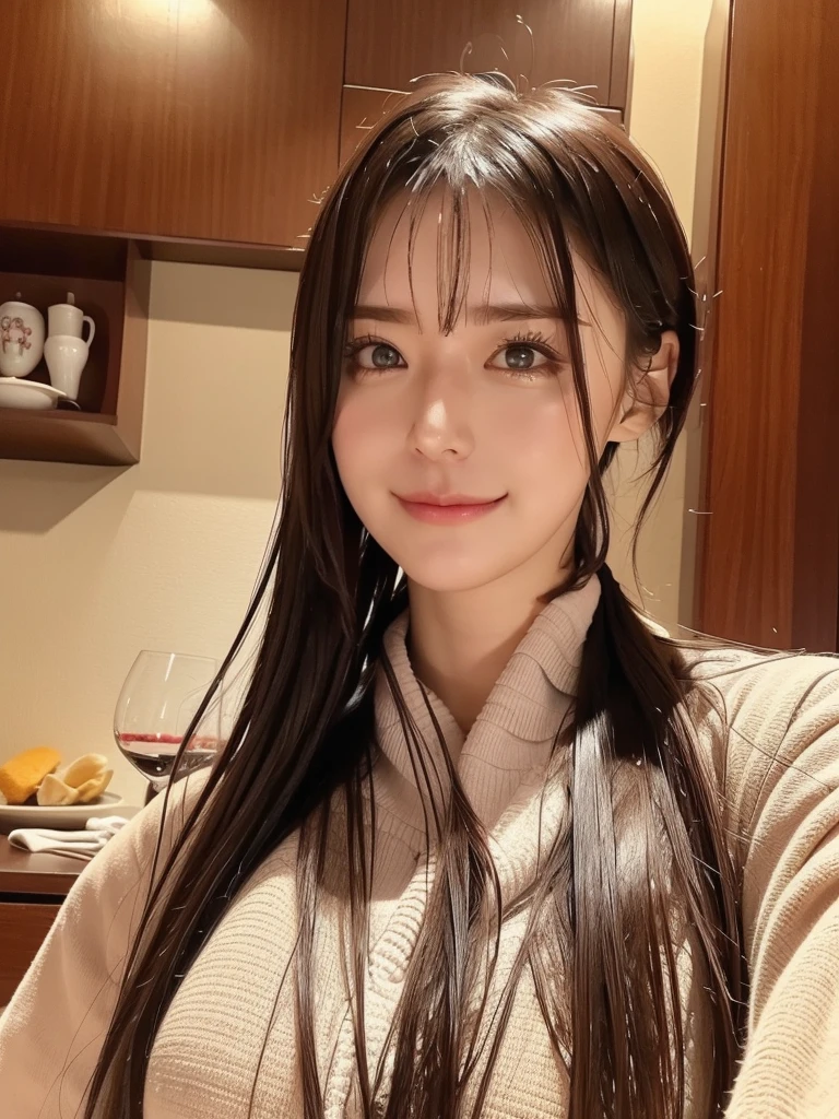 rie,One Woman,(best quality), (ultra detailed), (absolutely resolution),Face is front, 24-years-old, Police Officer, The color of the dress is wine red, The clothes are plain, Brown Hair, (Angry:1.6), A bedroom with an adjacent spa-style bathroom