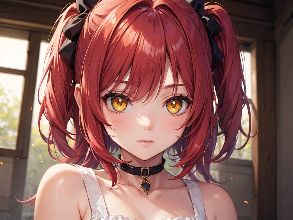 1 girl, red hair, yellow eyes, hashira