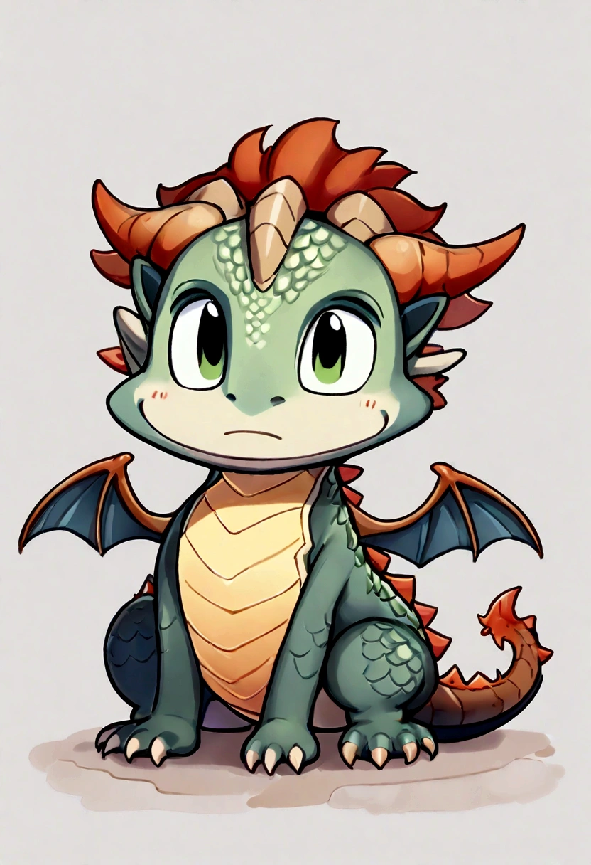 (cute little british dragon:1.5),character design, label design, (dibujos animados:1.3),(chibi:1.2),(estilo pixar:1.2),(cute expression:1.1),(ojos grandes:1.1),(Acuarela:1.1),(separado del fondo blanco:1.1) black hair combed back