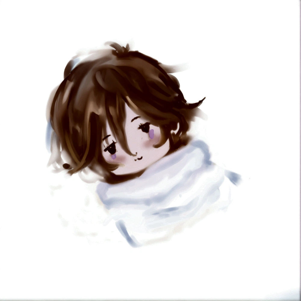 there is a drawing of a person with a scarf on, soft anime illustration, retrato suave, quick paint, retrato de medio cuerpo, pintado en estudio de pintor anime, Fondo blanco : 3, Pelo suave, hecho con estudio de pintor anime, por Ei-Q, por Ai-Mitsu, Cara suave de anime detallada, [ Flotante ]!!, herramienta de pintura sai!! blue