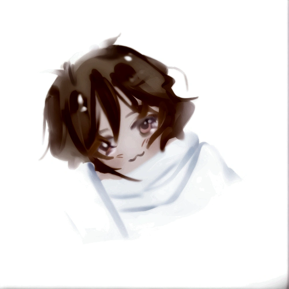 there is a drawing of a person with a scarf on, soft anime illustration, retrato suave, quick paint, retrato de medio cuerpo, pintado en estudio de pintor anime, Fondo blanco : 3, Pelo suave, hecho con estudio de pintor anime, por Ei-Q, por Ai-Mitsu, Cara suave de anime detallada, [ Flotante ]!!, herramienta de pintura sai!! blue