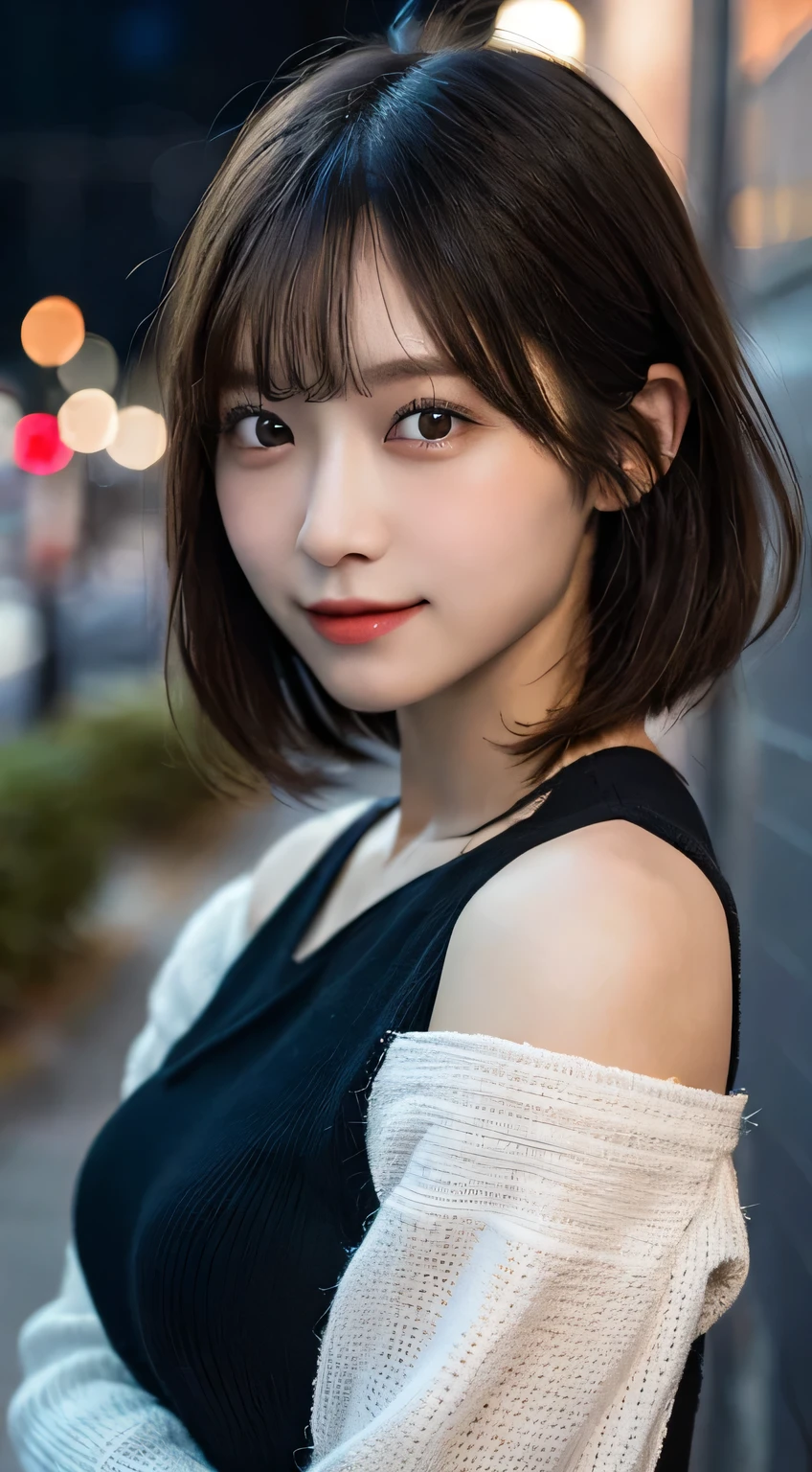 Random pose, Mix 4, (8k, Raw photo, highest quality, masterpiece: 1.45), (Realistic, Photorealistic: 1.37), One Girl, cute, Laughter、Cityscape, night, Professional Lighting, Plain,garden,Photon Mapping, Radio City, Physically Based Rendering, Gradient black hair, Gray Hair, Hair Straight Bob Cut,Gal,Handsome, With a girl, Big ample breasts,Long sleeve,Autumn Clothes,Autumn Outfits,best quality photos, High resolution, 1080p, (Clear Face), (Detailed face description), (Detailed hand description), (masterpiece), Lifelike, Extreme light and shadow, Disheveled Hair, masterpiece, Rich details, (Beautiful Faces), (best quality photos), (masterpiece), (Finely grained), dual、Look in front of you, Thin clavicle,Emphasis on armpits、Show lower milk,