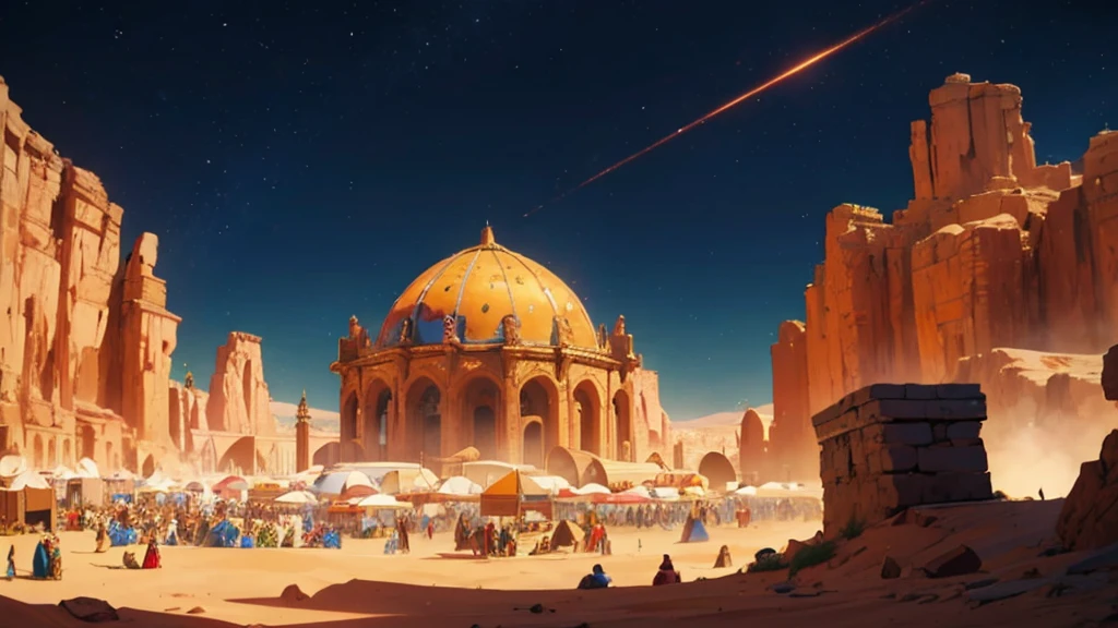 Masterpiece, digital artwork, A renaissance fair in Mars, renaissance village, people , crowd in renaissance fair, Mars background, highly detailed, intricately detailed, dynamic volumetric lighting, illustration, vibrant colors, global illumination,