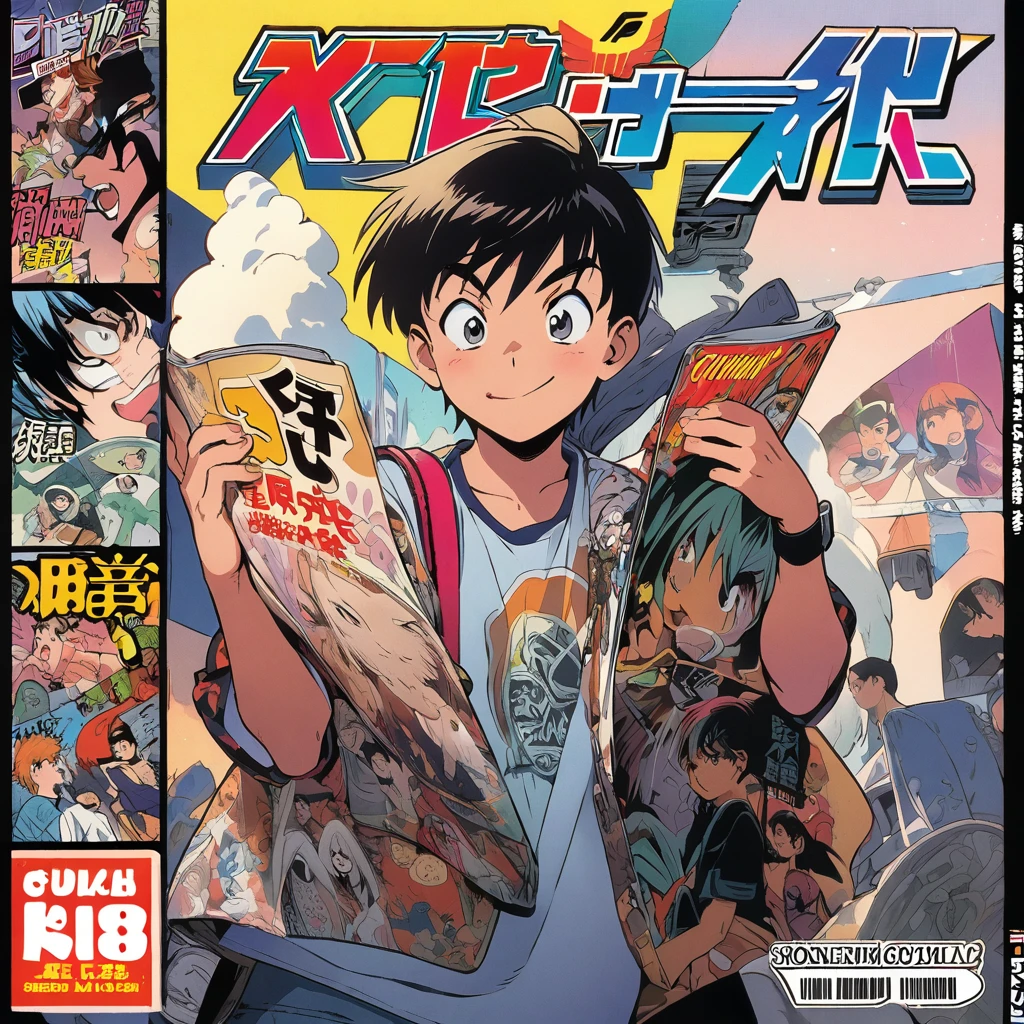 several charactes, manga cover, shonen, design scholar