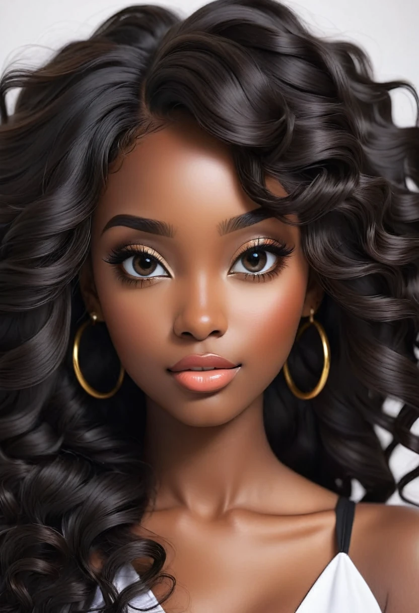 (masterpiece, best quality), deep ebony 1girl, beautiful face, wavy hair