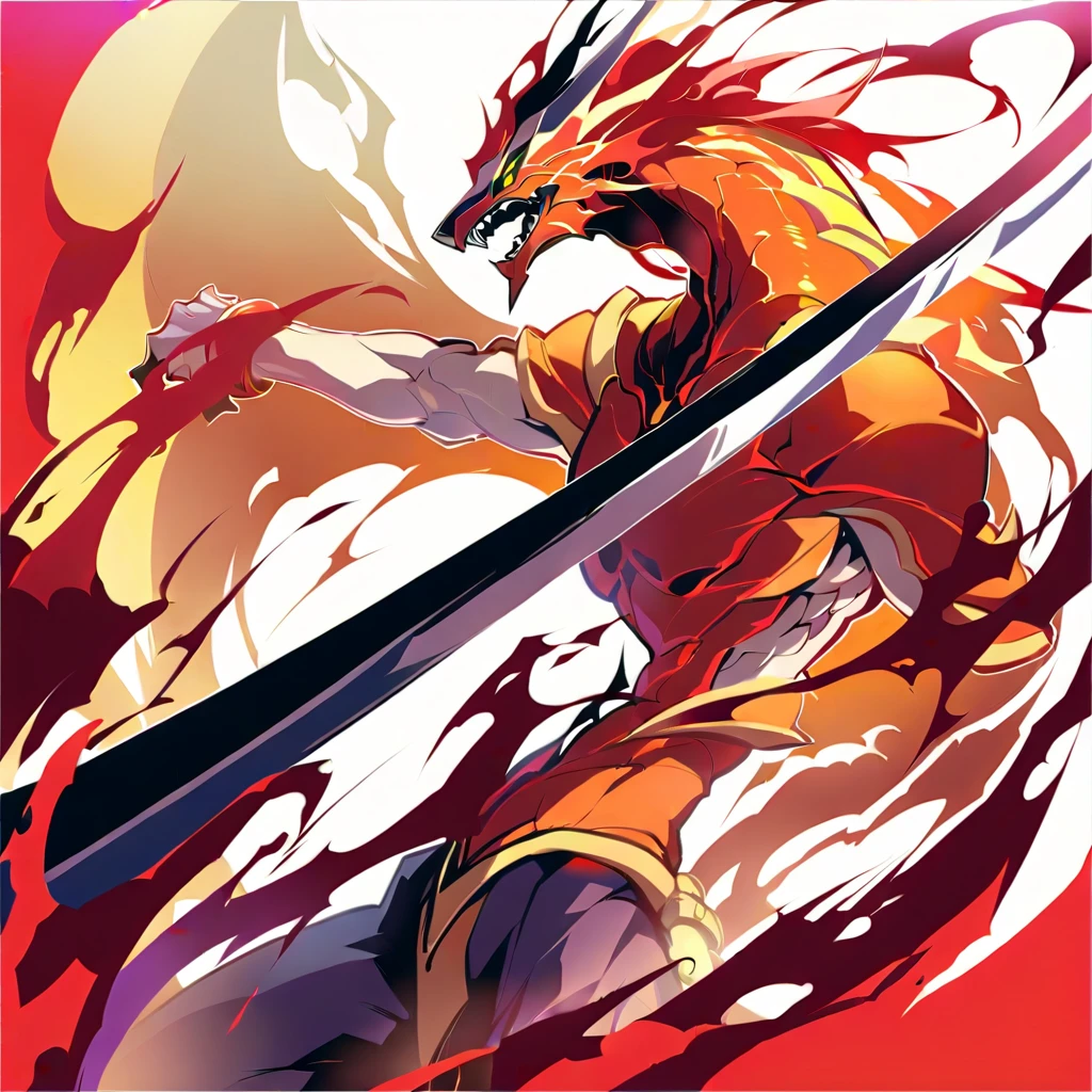 A large legendary sword with yellow-like details., white blade, katana