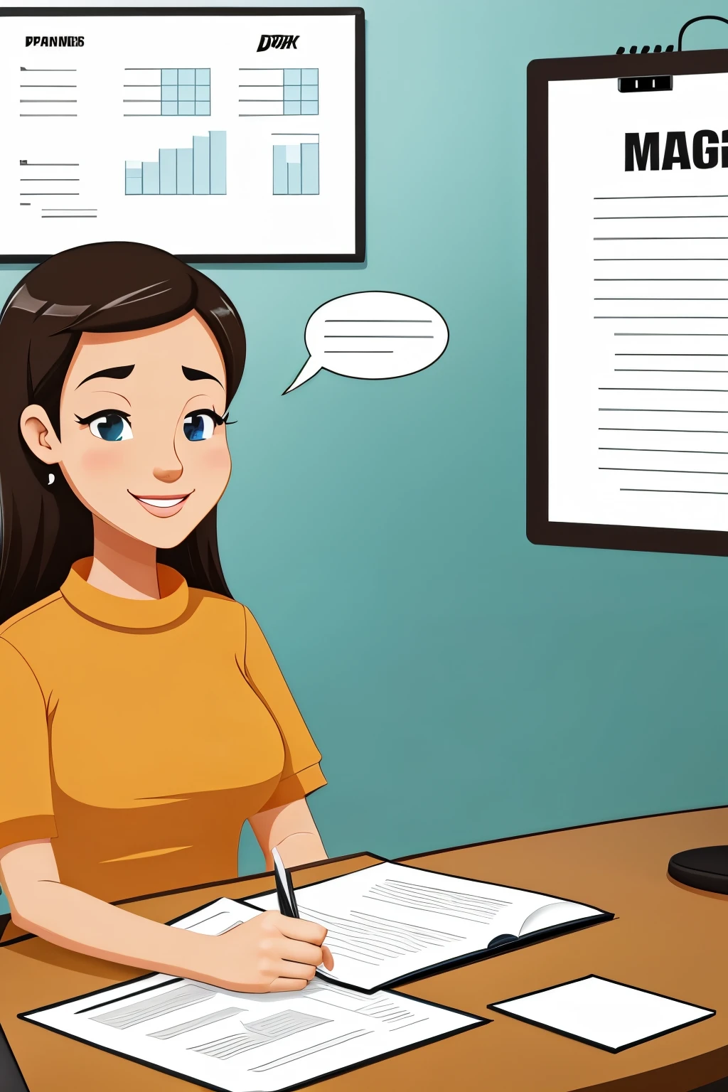 Manager planning day to day work for his employees cartoon image 