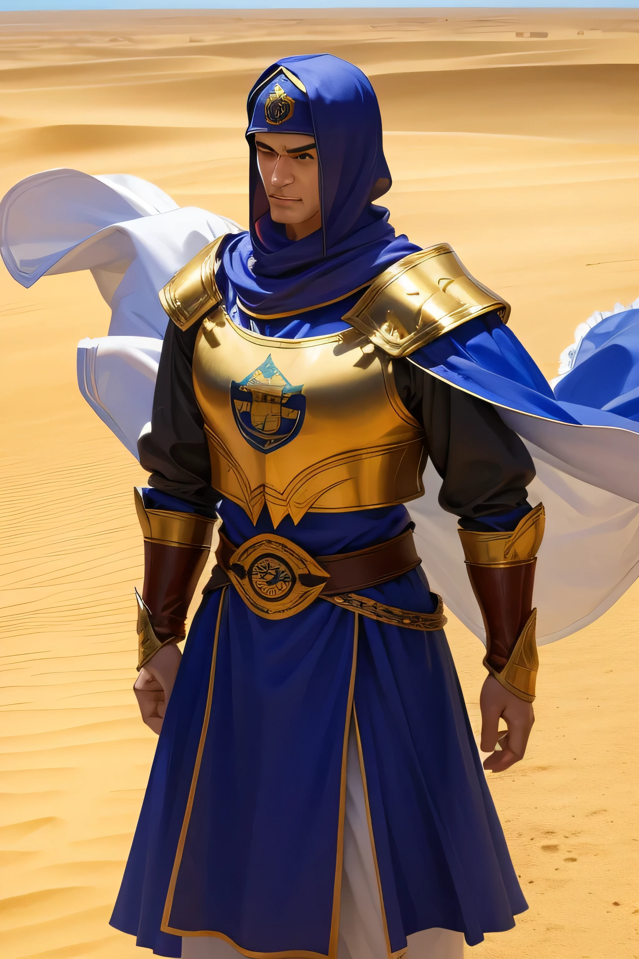 Homem forte,Pegue um escudo,is dressed in armor,usando seu capacete,em um deserto,A bandeira,Vento forte,cavalos