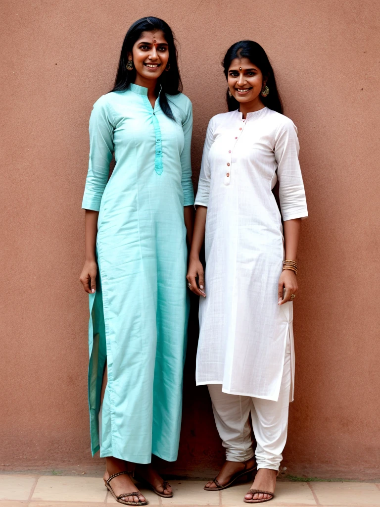 Indian ugly girl, big front teeths and pimple on face, wearing kurta salwar, full body 