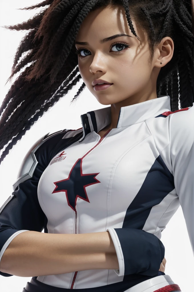 Captura de pantalla Boku no hero academia anime,mujer hermosa,pelo blanco,pupilas negras, delgada,olis,pelo largo ondulado,pale skin 