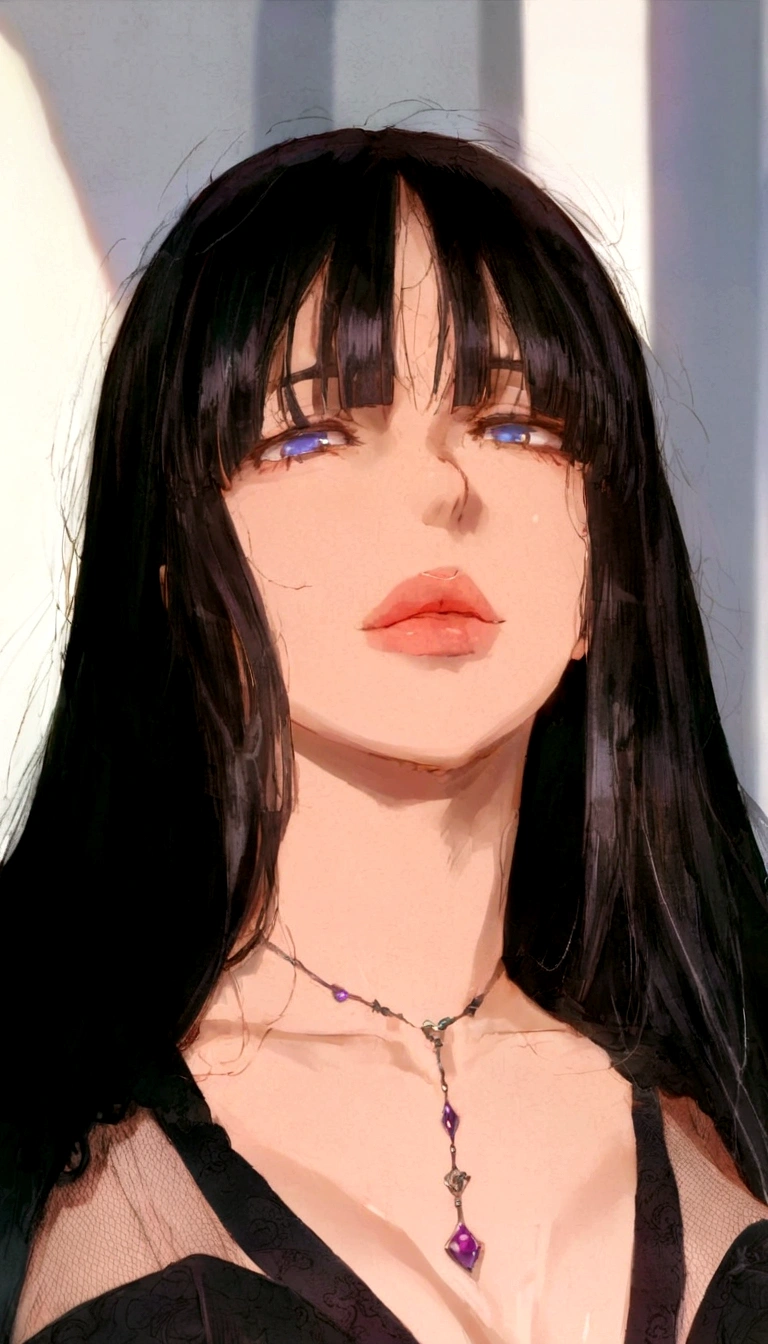 anime girl with black hair and blue eyes in a black dress, hinata hyuga, nico robin, anime girl wearing a black dress, anime visual of a young woman, shalltear from overlord, 1 7 - year - old anime goth girl, hinata hyuga from naruto, seductive anime girl, female anime character, anime visual of a cute girl