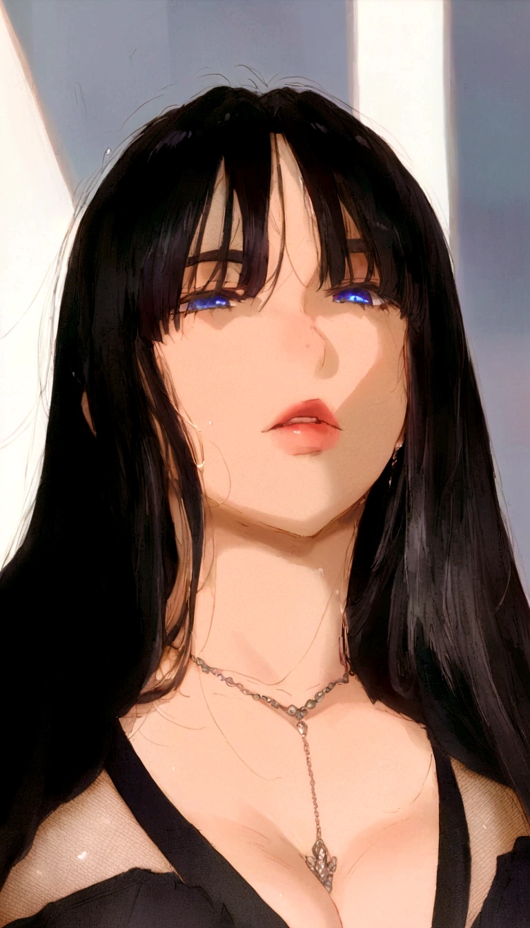 anime girl with black hair and blue eyes in a black dress, hinata hyuga, nico robin, anime girl wearing a black dress, anime visual of a young woman, shalltear from overlord, 1 7 - year - old anime goth girl, hinata hyuga from naruto, seductive anime girl, female anime character, anime visual of a cute girl