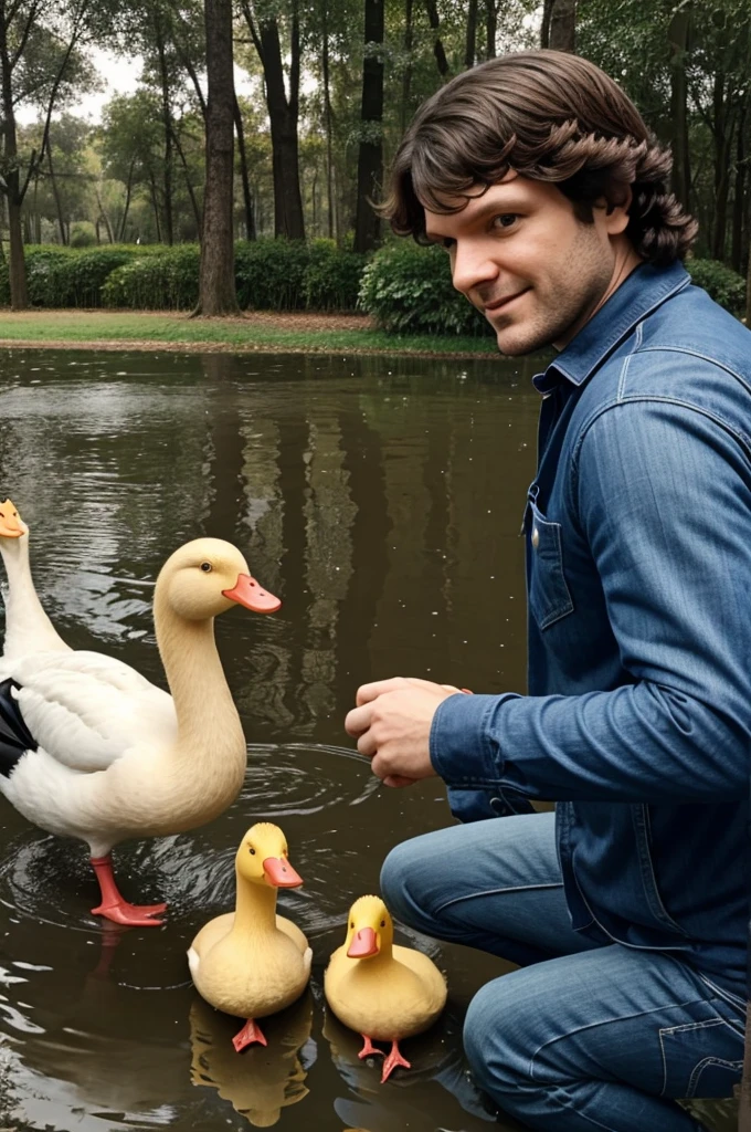 Javier milei hablando con un pato en una reunion