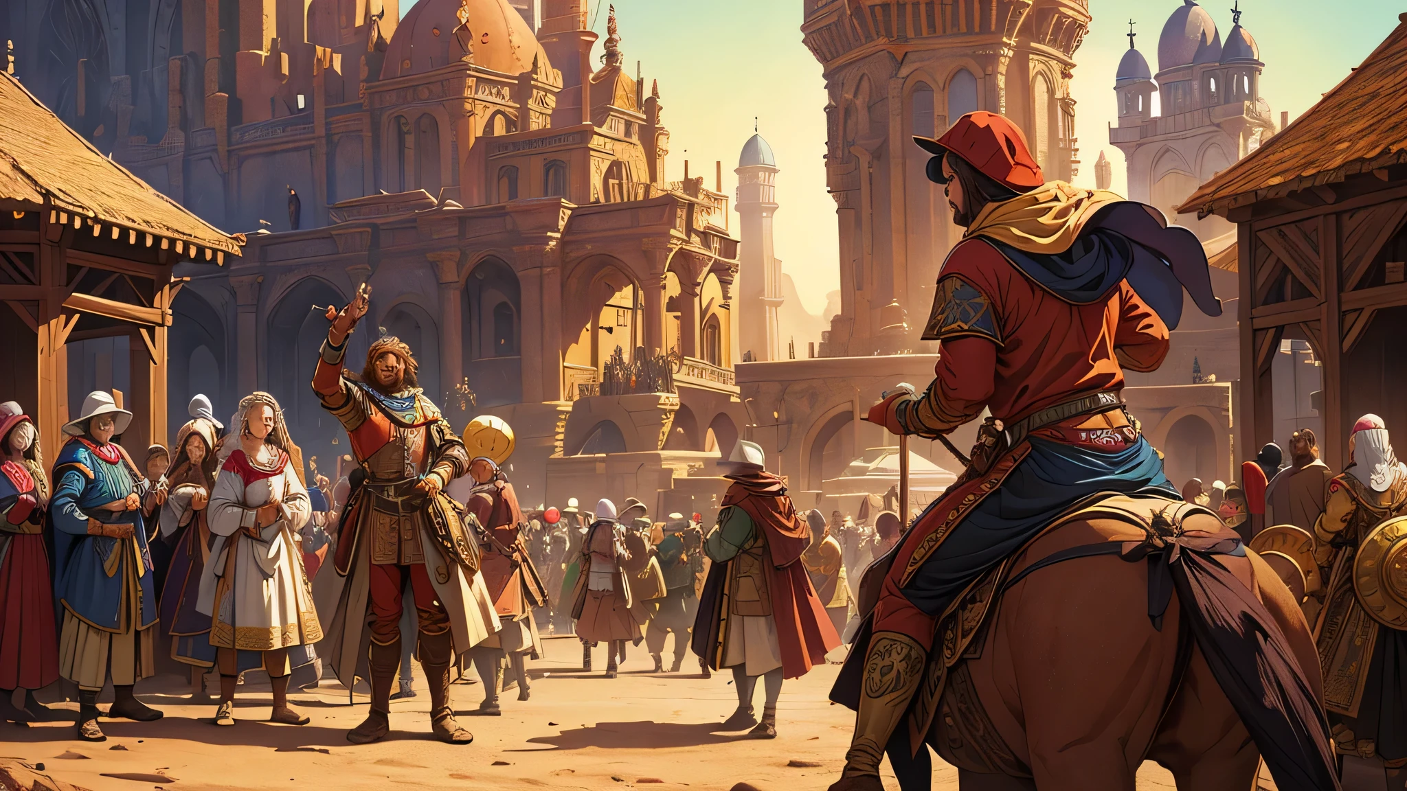 Masterpiece, digital artwork, A renaissance fair in Mars, renaissance village, people , crowd in renaissance fair,  Mars background, highly detailed, intricately detailed, dynamic volumetric lighting, illustration, vibrant colors,  global illumination, 