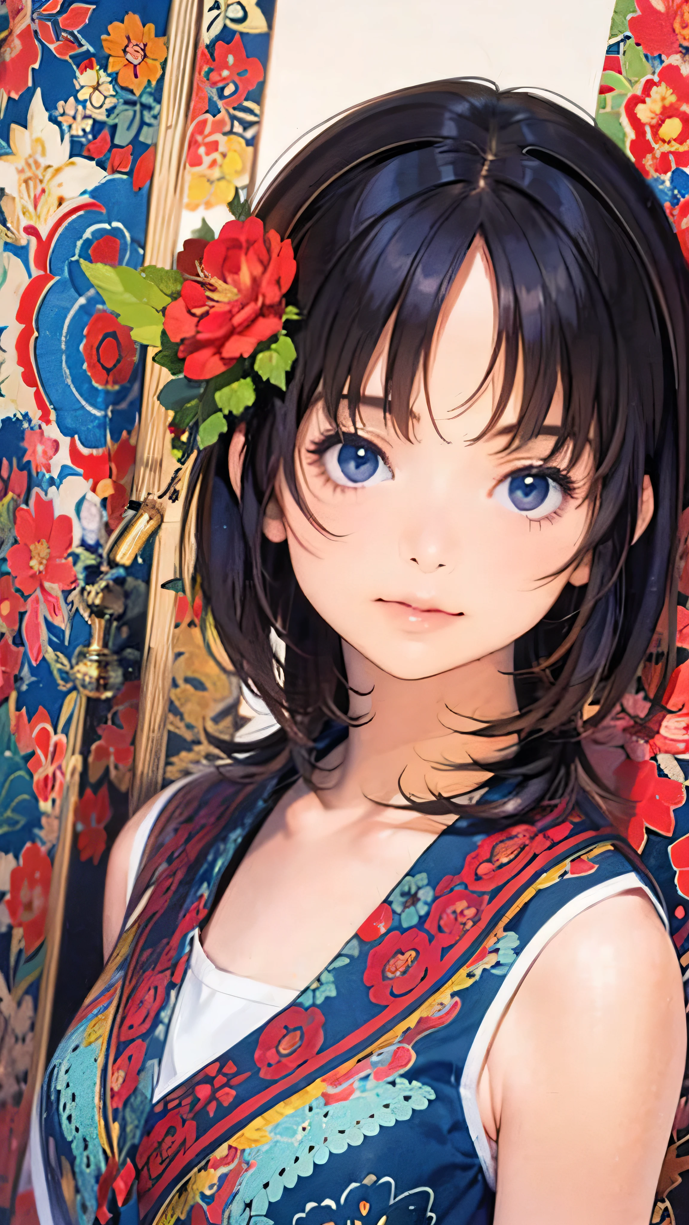 Official Art, wallpaper, Very detailed, (((Very detailedな目と顔))), shut up., masterpiece, highest quality, Realistic portraits, (ZenTangle, Mandala, Tangle, EnTangle), Complex clothing, Very detailed, Dynamic Angle, The most beautiful form of chaos, elegant, Brutalist Design, Vibrant colors, Romantic Chinese Flowers