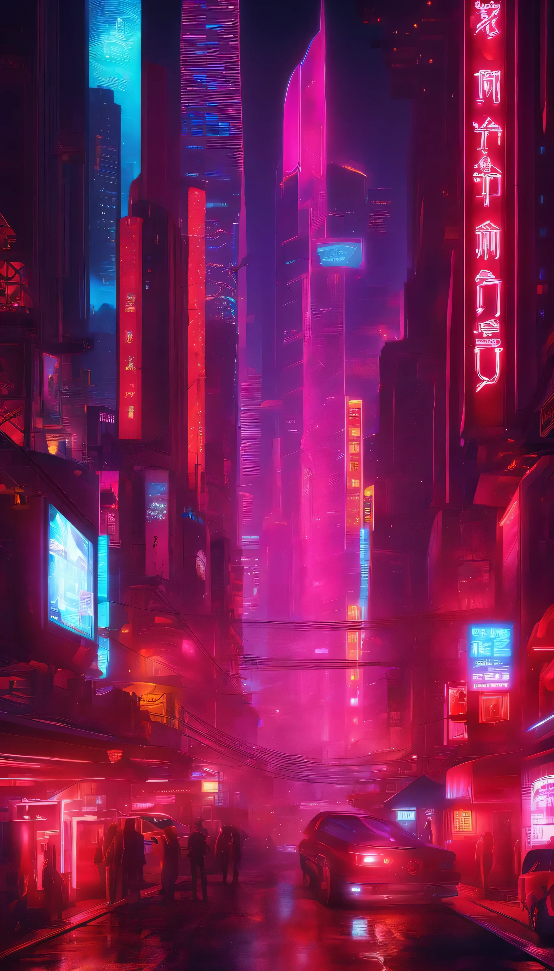 Red neon city