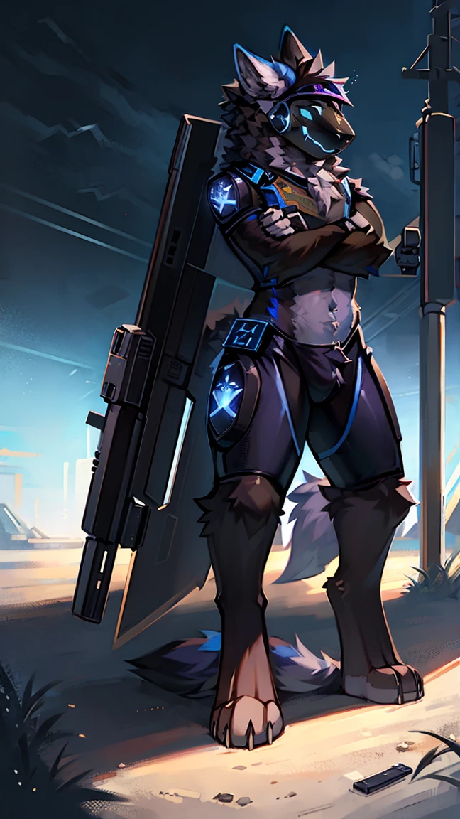 furry, protogen, police, furry police, furry sheriff, gun holding pose, future