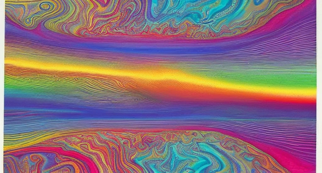 a rainbow color of twirls and fine lines and details