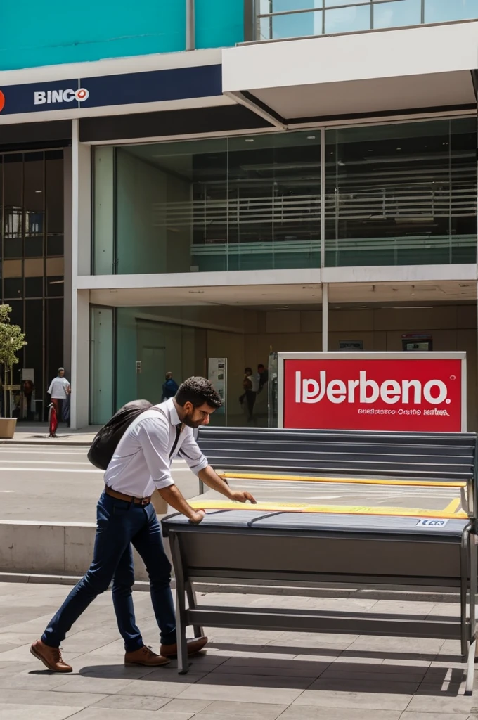Personas abriendo cuenta en un banco publicidad 
