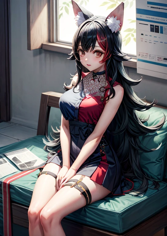 solo、1girl、full-body portraits、sleeveless、sitting down、White-colored skin,Large Breasts