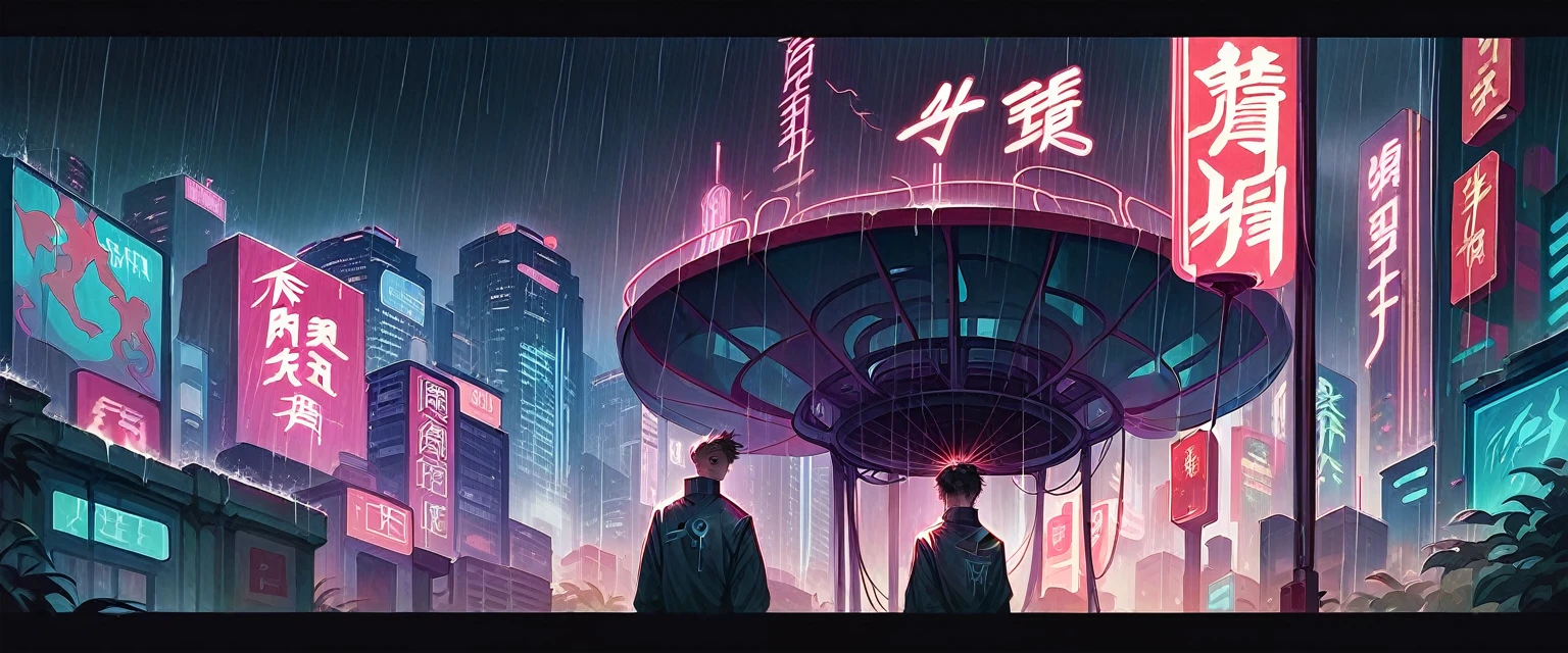 a futuristic chinese red city in the rain, intricate cyberpunk architecture, neon lights, rain effects, dramatic lighting, cinematic mood, highly detailed, 8k, photorealistic, award winning digital art