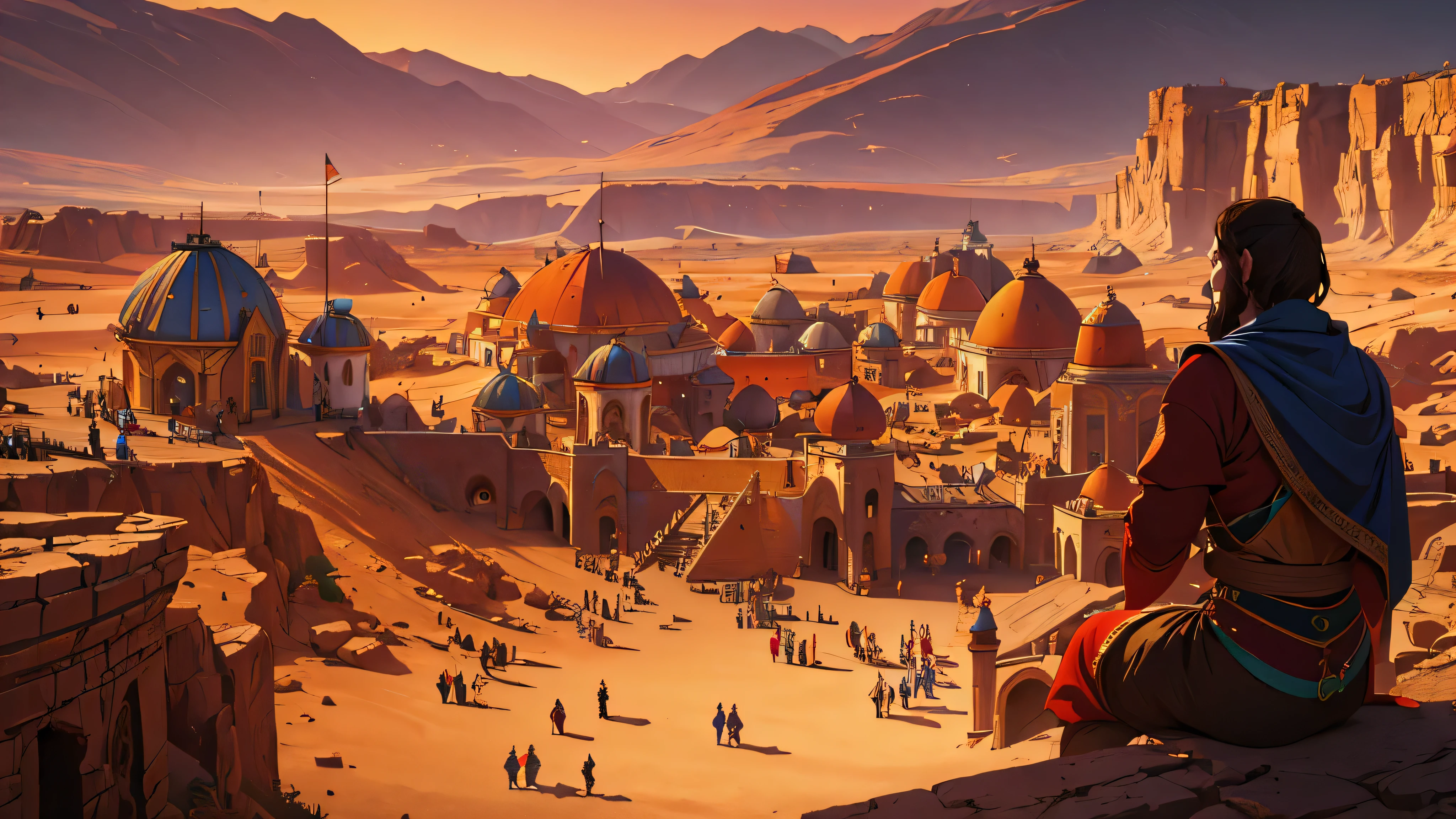 Masterpiece, digital artwork, A renaissance fair in Mars, renaissance village, people , crowd in renaissance fair,  Mars background, highly detailed, intricately detailed, dynamic volumetric lighting, illustration, vibrant colors,  global illumination, 