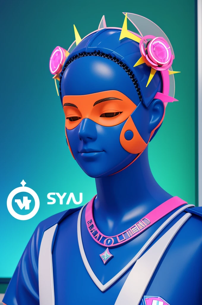 Create a prom of a Virgen de la Merced polyclinic, servisalud, 3D. Create a logo for my polyclinic, something futuristic and related to health. Use super bright colors that attract attention