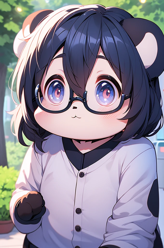 Panda, young, student, chubby panda, chubby panda in student uniform, chubby panda with glasses, adorable chubby panda, panda, chubby panda