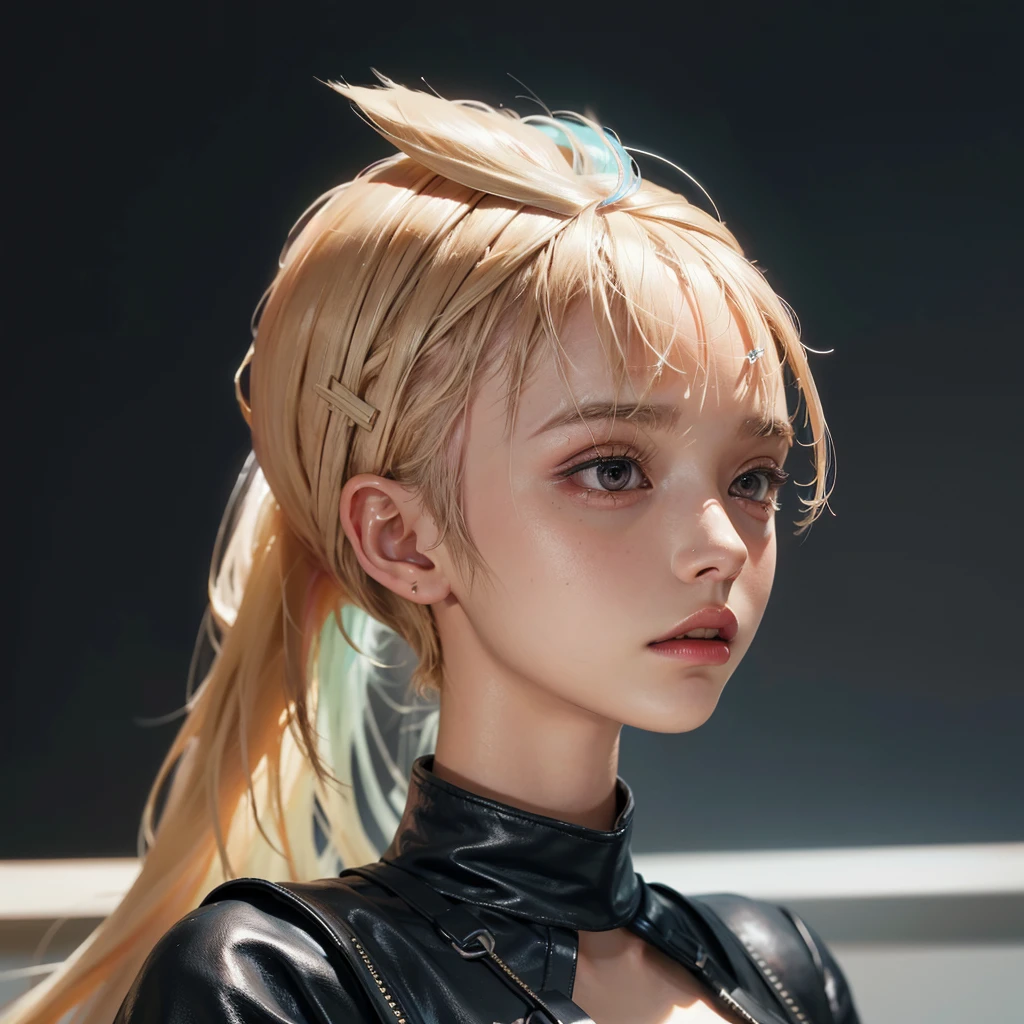 a 20 yo woman, blonde, (hi-top fade:1.3), dark theme, soothing tones, muted colors, high contrast, (natural skin texture, hyperrealism, soft light, sharp)