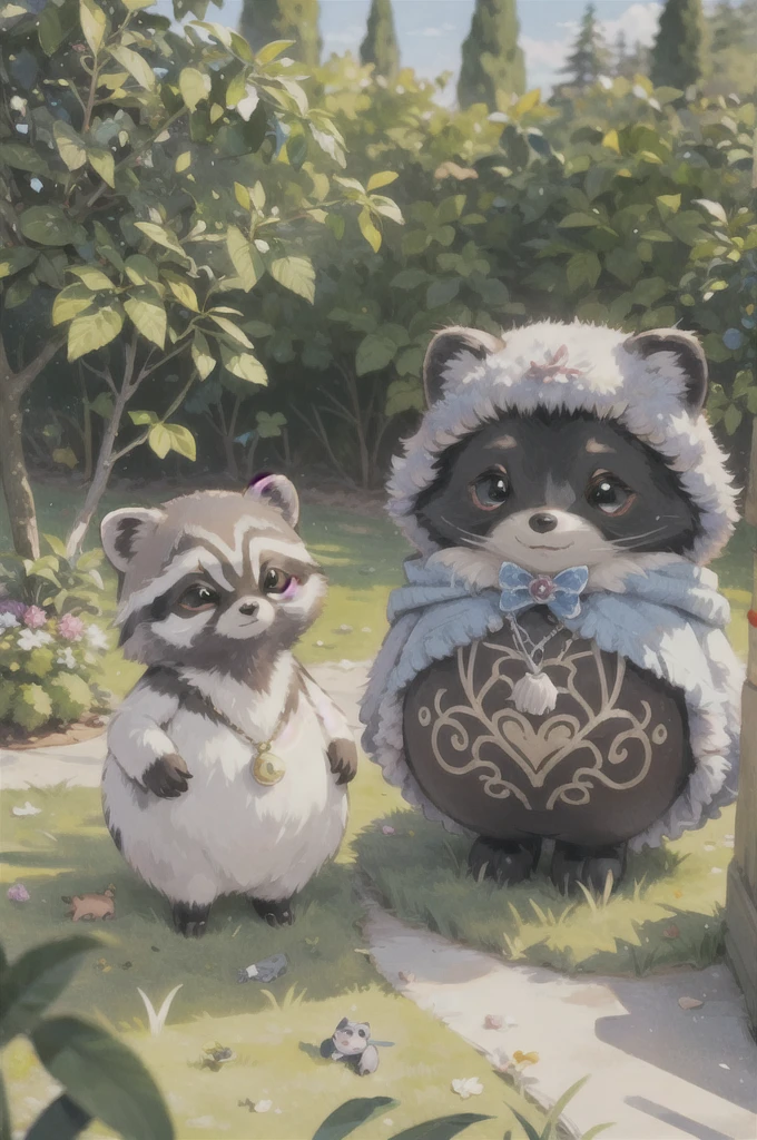 Surrealism、dream-like、 Cute raccoon、Fantasy creatures