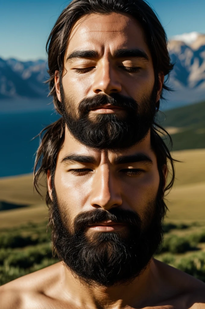 very realistic images of the face of God in a landscape if we close half our eyes we will see the face more clearly