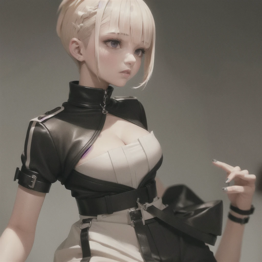 a 20 yo woman, blonde, (hi-top fade:1.3), dark theme, soothing tones, muted colors, high contrast, (natural skin texture, hyperrealism, soft light, sharp)