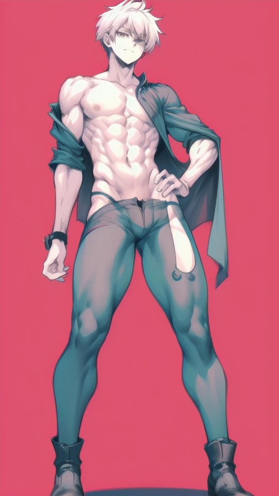 full body in image, unique hair, full naked man, male body, short hair, slender body, hot body, sexy male body, dinamic pose, six patch. detalied pose, body, simple background, expressive face, focus on face, line art, sketch