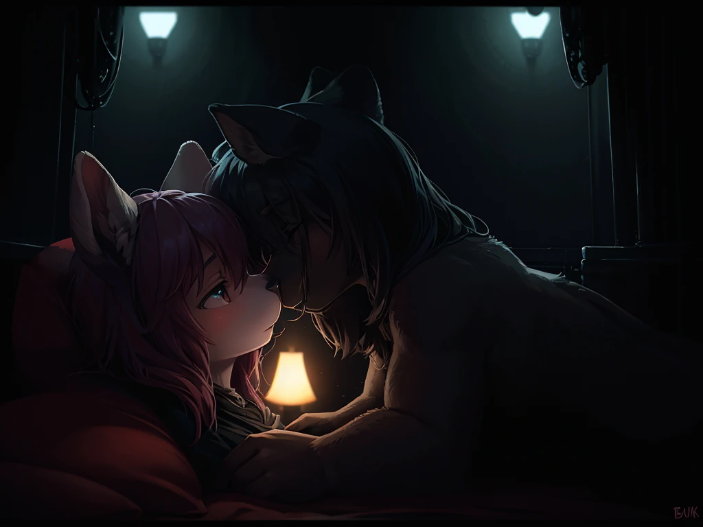 Hallucination, daydream , nightmare , disease , bokeh , Forbidden Love Between Shepherd and realistic Sheep , Devouring each other's bodies , (dark room:1.5) , (It's dark and can't see anything:1.3)