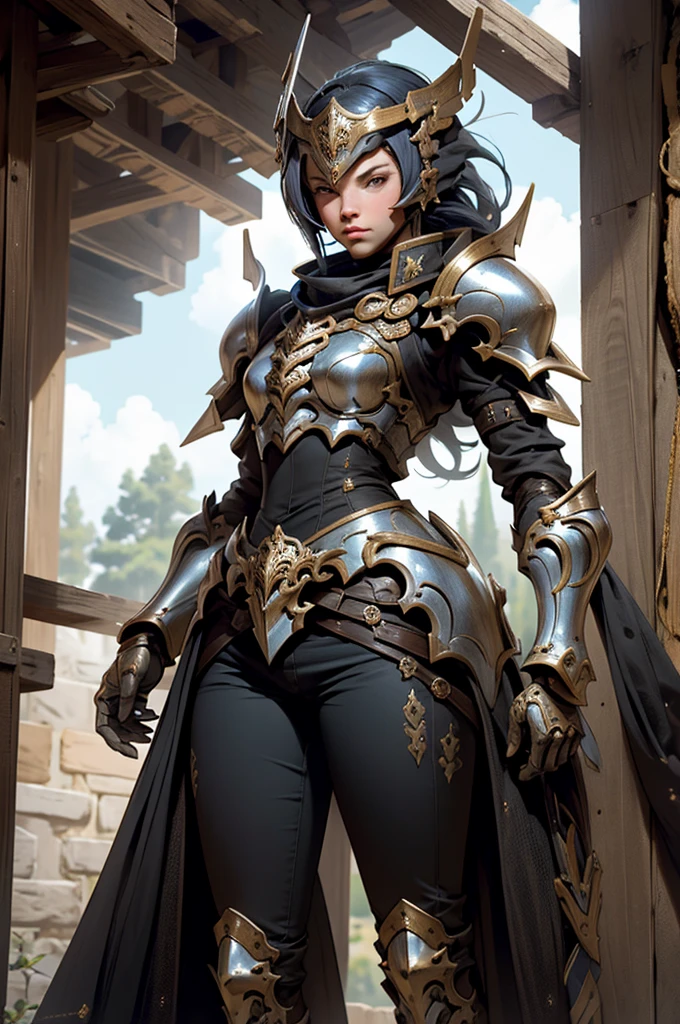 una mujer con armadura parada frente a una ventana, chica armadura, portrait caballeros de la chica del zodiaco, cushart krenz arte clave femenino, caballeros de la chica del zodiaco, beautiful paladin woman, caballero femenino, dama con armadura roja, pero la armadura cubre su rostro, of a beautiful caballero femenino, impresionante armadura, hermosa armadura, vestido con armadura ligera, retrato caballero mujer. 8k.