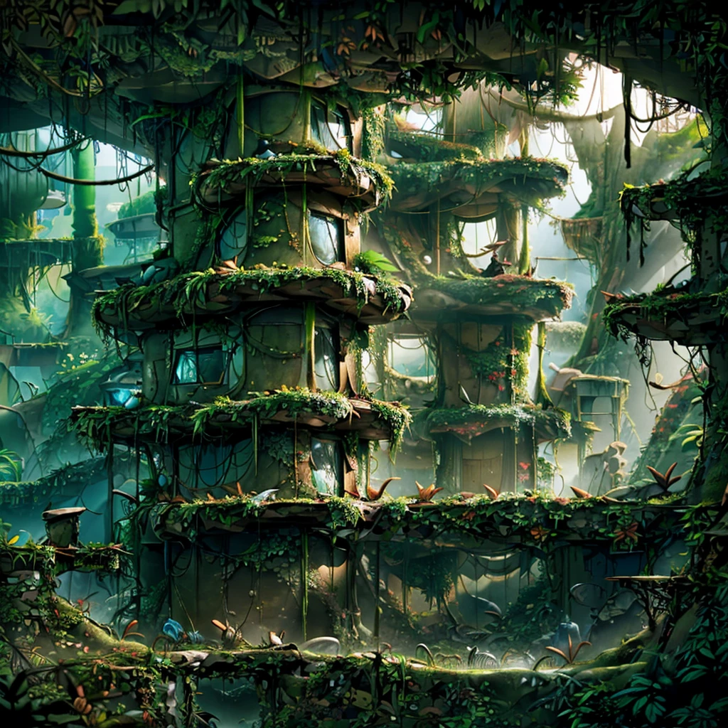 A super detailed jungle literally coming to life realistic image