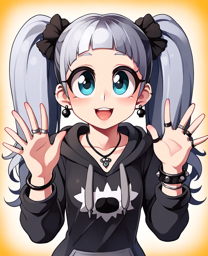 , Colossal, Twin Tails, Silver Hair, Hoodie, Vintage Gothic, Pose, Cute, Face Up, High Quality, Necklace, Ring, Bracelet, Earrings