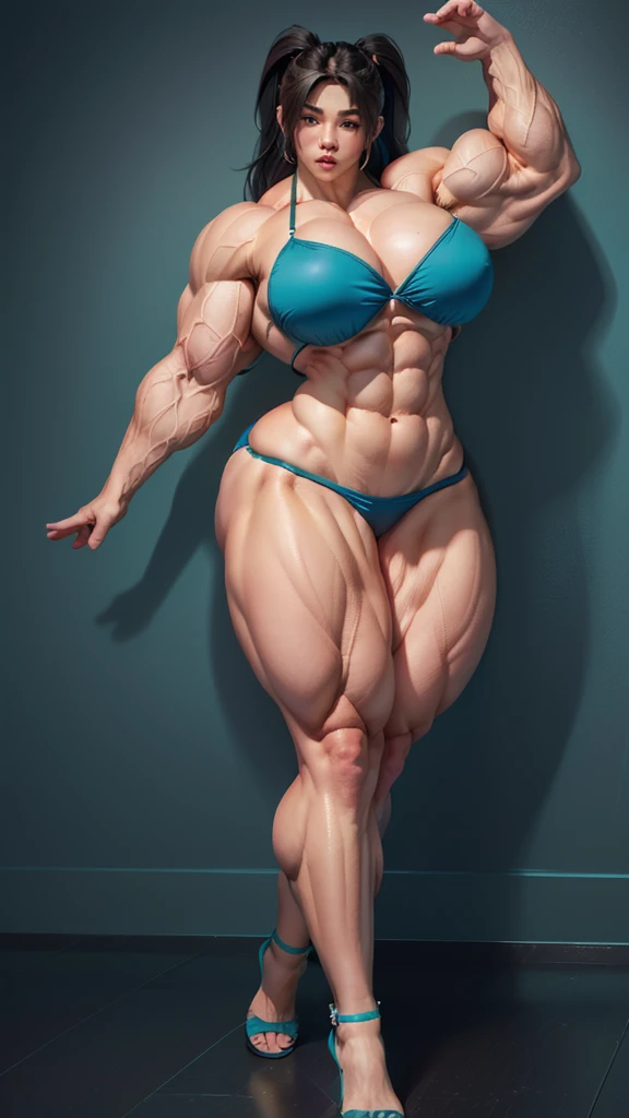 uma ilustração 3D de uma mulher com um corpo grande e big muscles, mulher ultraviolenta muscular, feminine and muscular, exaggerated physique, bodybuilder superhero bikini, garota musculosa, exaggerated muscular physique, mulher fisiculturista, corpo de fisiculturista, exaggeratedly large physique, muscular character, coxas musculosas, corpo inteiro feminino, big muscles, huge muscles, Oppai proportions, 4k high res,