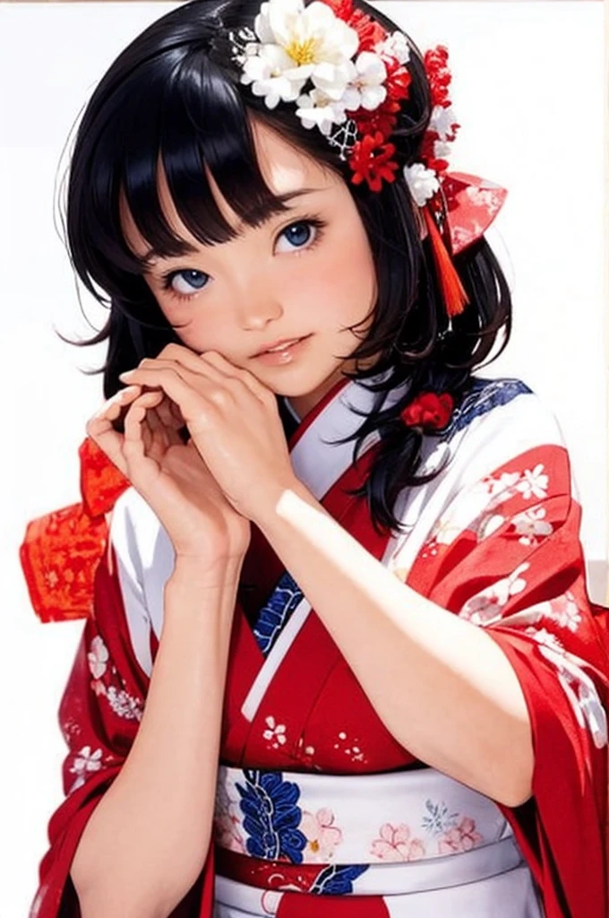 (((White Background、White world)))、14 years、unity 8k wallpaper、Very detailed、beautifully、beautiful、masterpiece、highest quality、(Zentangle、Mandala、Tangle、Tangle)、(Fractal Art:1.3)、One Girl、Beautiful black hair、Japanese、Big pink、red kimono、Japanese clothing、Very detailed、Dynamic Angle、Cowboy Shot、Chaos in its most beautiful form、elegant、Brutalist Design、Vibrant colors、Romance、atmosphere、Ecstasy Note、Streaming notes are displayed、(((White Background、Pure white background、Red circle)))