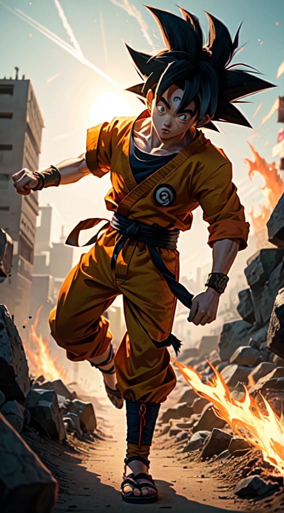 Goku Walking with naruto world