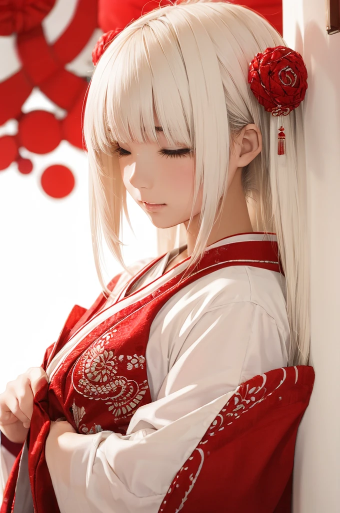 (((White Background、White world)))、14 years、unity 8k wallpaper、Very detailed、beautifully、beautiful、masterpiece、highest quality、(Zentangle、Mandala、Tangle、Tangle)、(Fractal Art:1.3)、One Girl、Beautiful black hair、Japanese、Big pink、red kimono、Japanese clothing、Very detailed、Dynamic Angle、Cowboy Shot、Chaos in its most beautiful form、elegant、Brutalist Design、Vibrant colors、Romance、atmosphere、Ecstasy Note、Streaming notes are displayed、(((White Background、Pure white background、Red circle)))