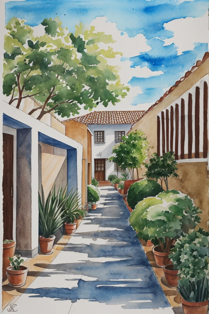 Dibujo de Colegio pintado de acuarela