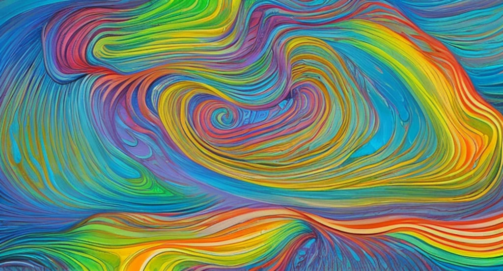 a rainbow color of twirls and fine lines and details